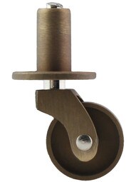 Solid Brass Pivot-and-Plate Caster with 3/4 inch Brass Wheel in Antique Brass.